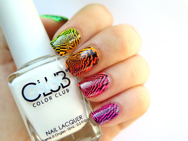 biaÅ‚y color club french tip lakier holograficzny stemple b. loves plates geometryczne wzory